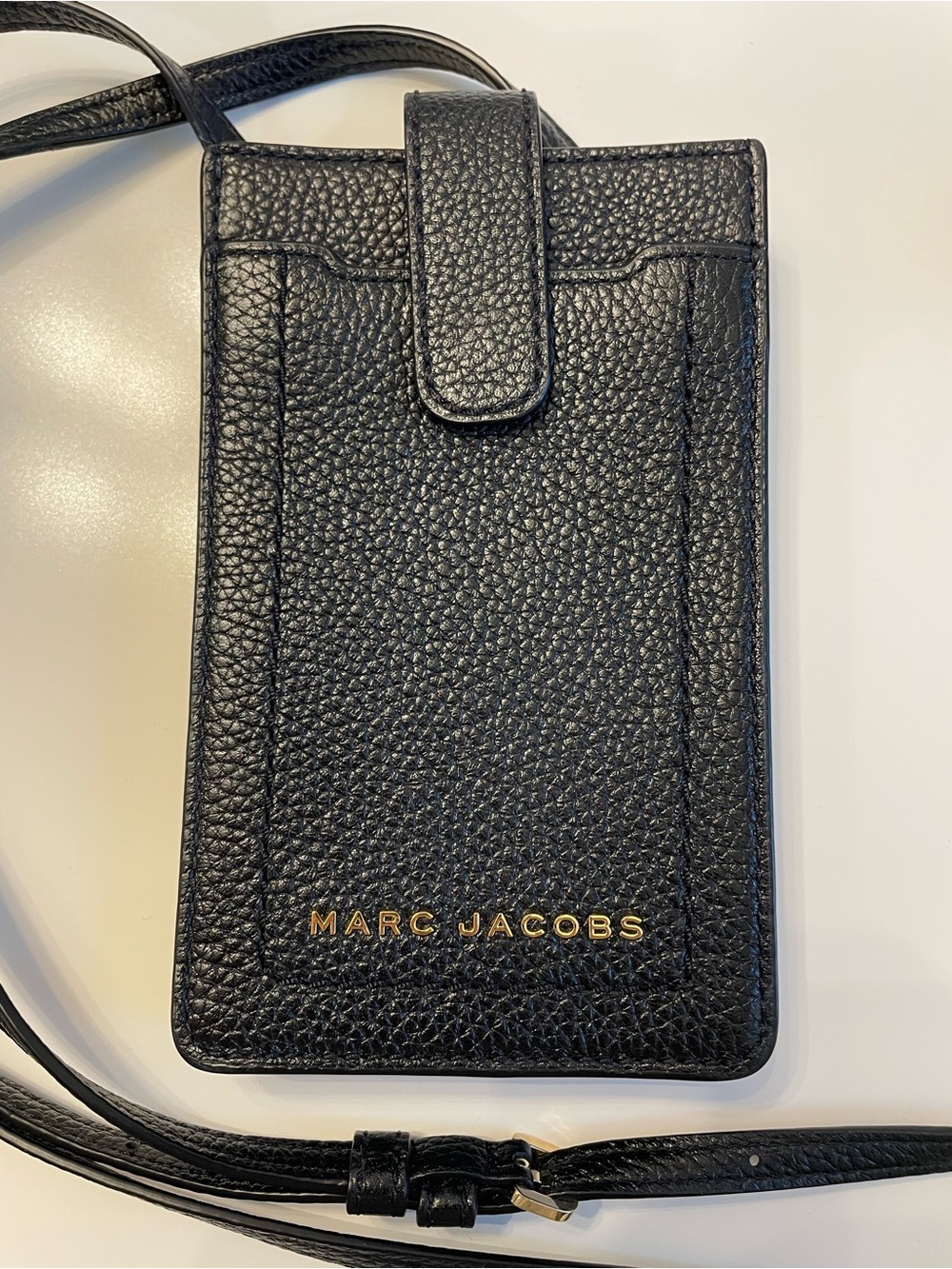 Marc Jacobs Black Pebbled Leather Crossbody Phone Card Case
